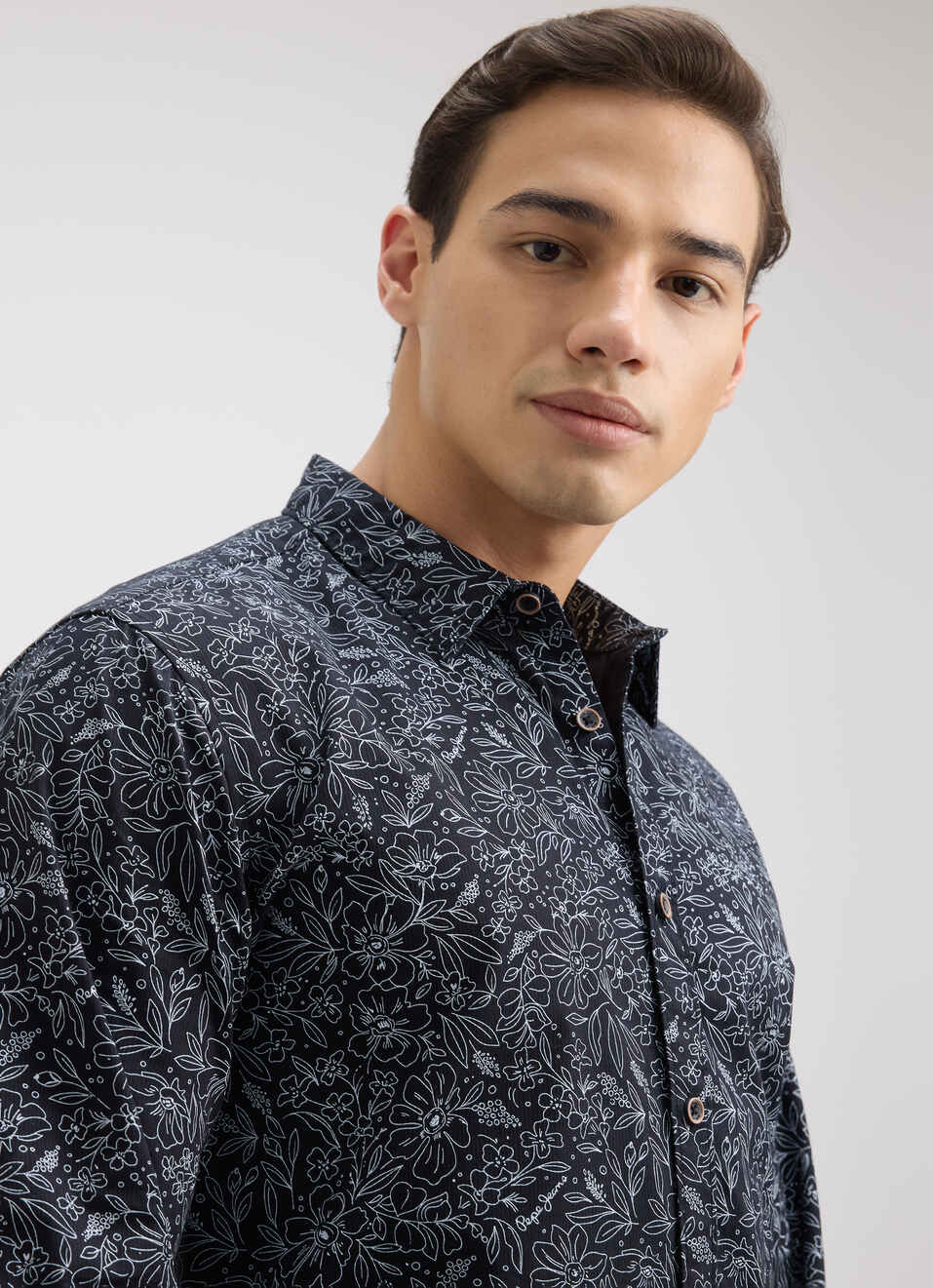 Men Black Floral Print Full Sleeve Shirt, , large image number 4
