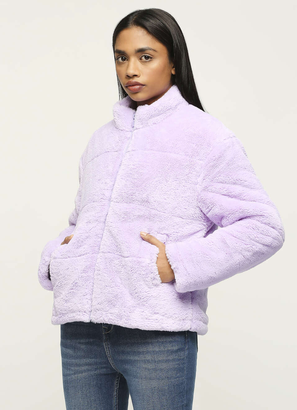 Purple Band Collar Jacket, , large image number 3