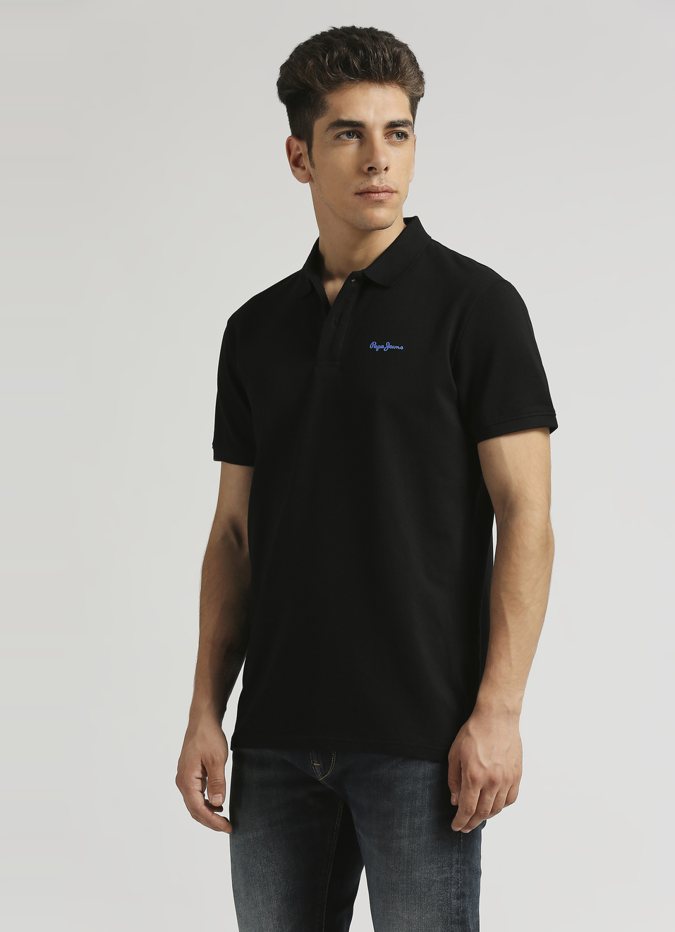 Black Premium Logo Print Short Sleeve Polo, , large image number 3