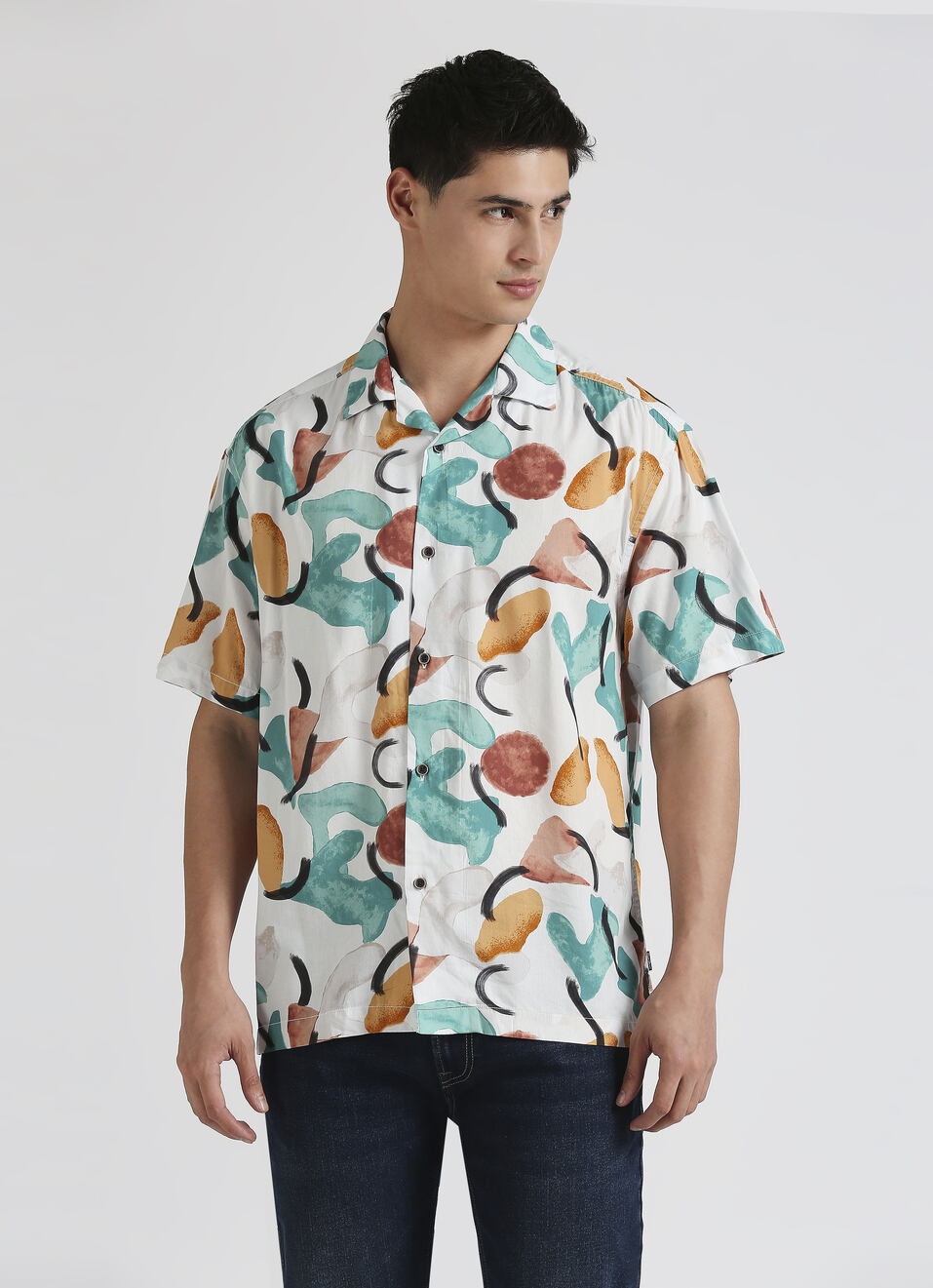 Green All Over Printed Resort Collar Shirt, , large image number 0
