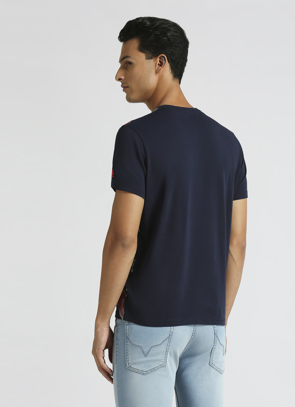 Navy Graphic Print Short Sleeve T-shirt, , large image number 1