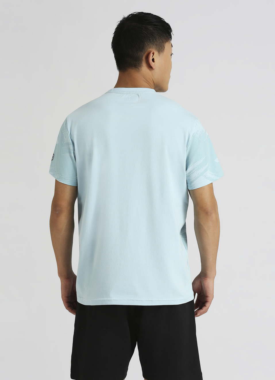 Blue All-over Print Short Sleeve Stretch T-shirt, , large image number 2