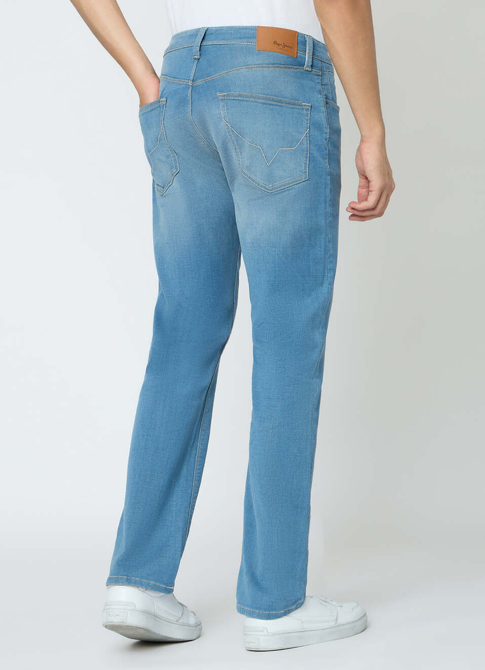 Men Blue Straight Fit Stretchable Jeans, , large image number 3