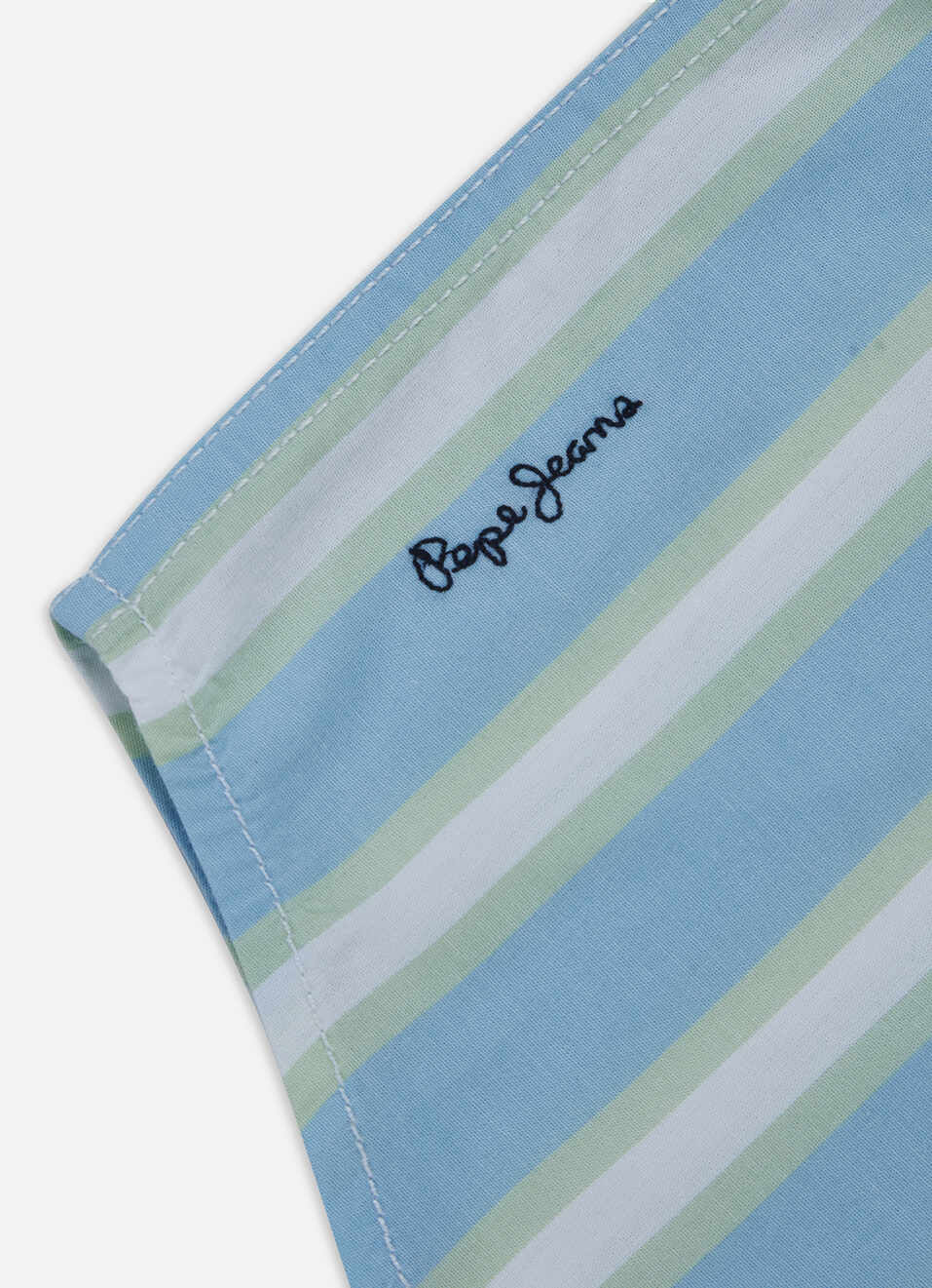 Boys Blue And White Vertical Stripe Short Sleeve Shirt, , large image number 3
