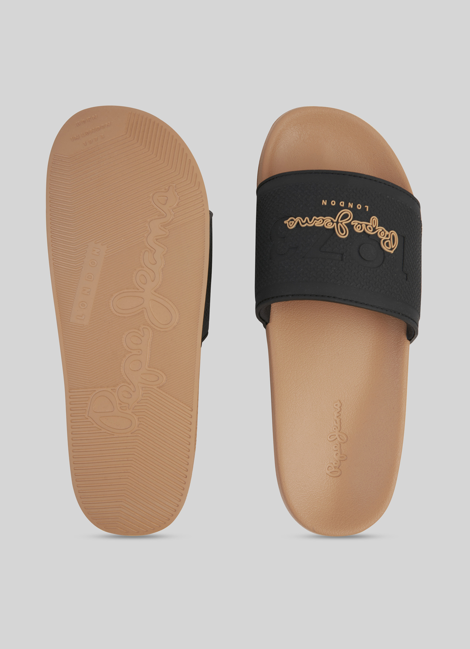 Brown Lightweight Beach Slides With Textured Logo Print, , large image number 2