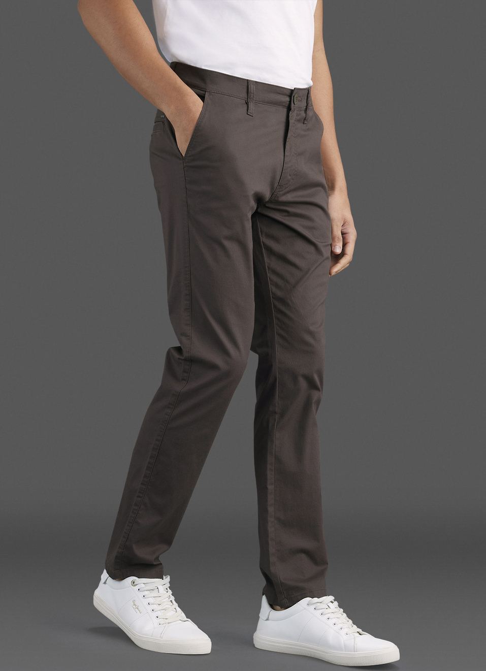 Men Brown Mid Rise Straight Fit Chino Pants, , large image number 0