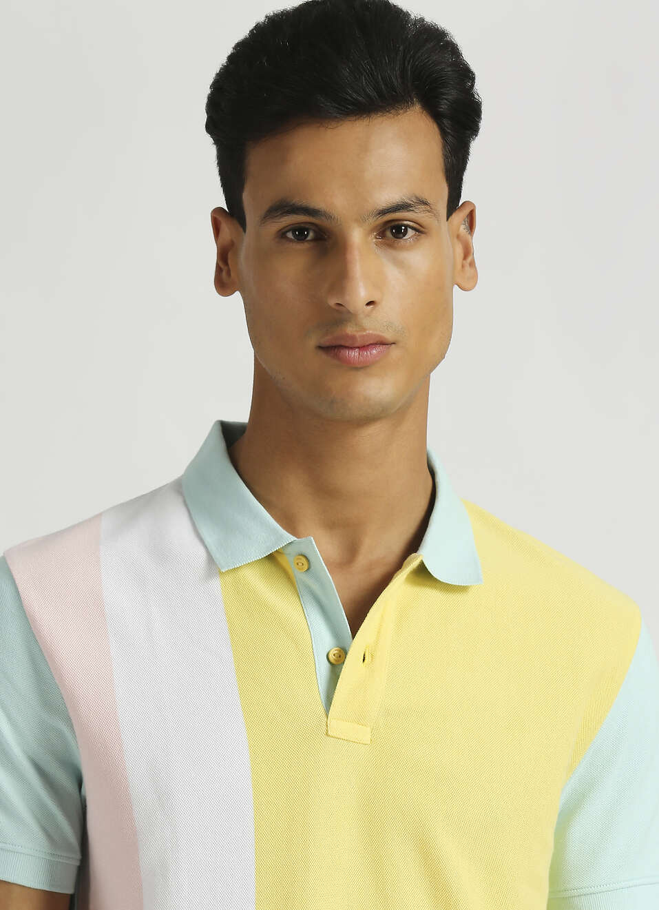 Sea Green Vertical Striper Pique Trendy Short Sleeve Polo, , large image number 4
