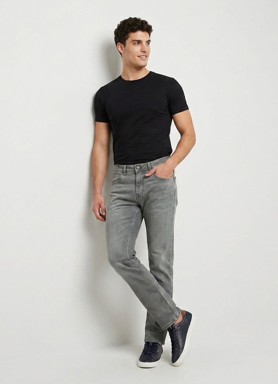Men Grey Straight Fit Stretchable Jeans, , large image number 7