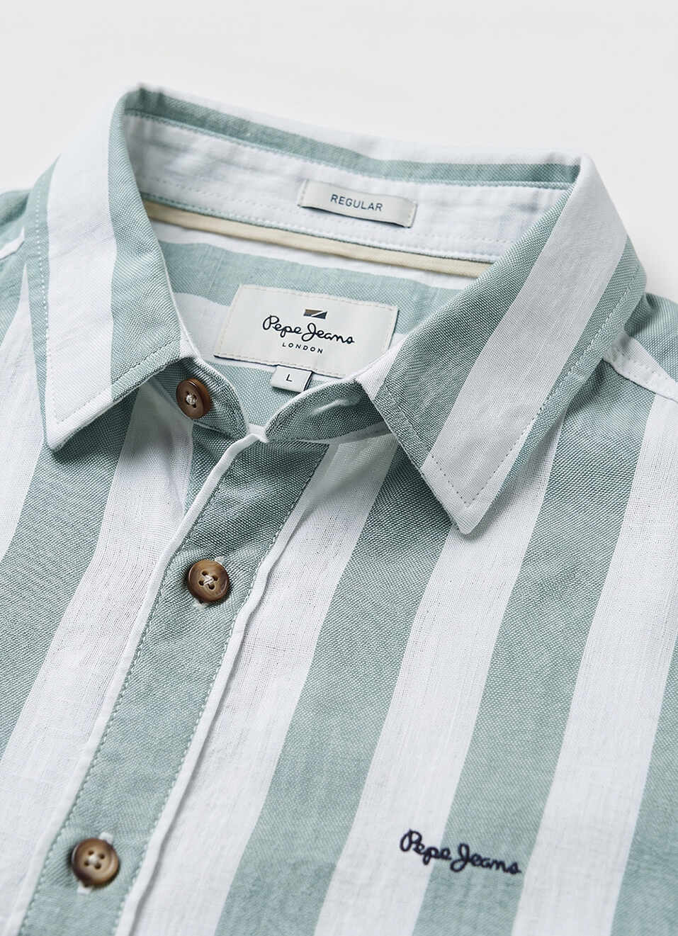 Men Green Striped Dobby Long Sleeve Shirt, , large image number 6