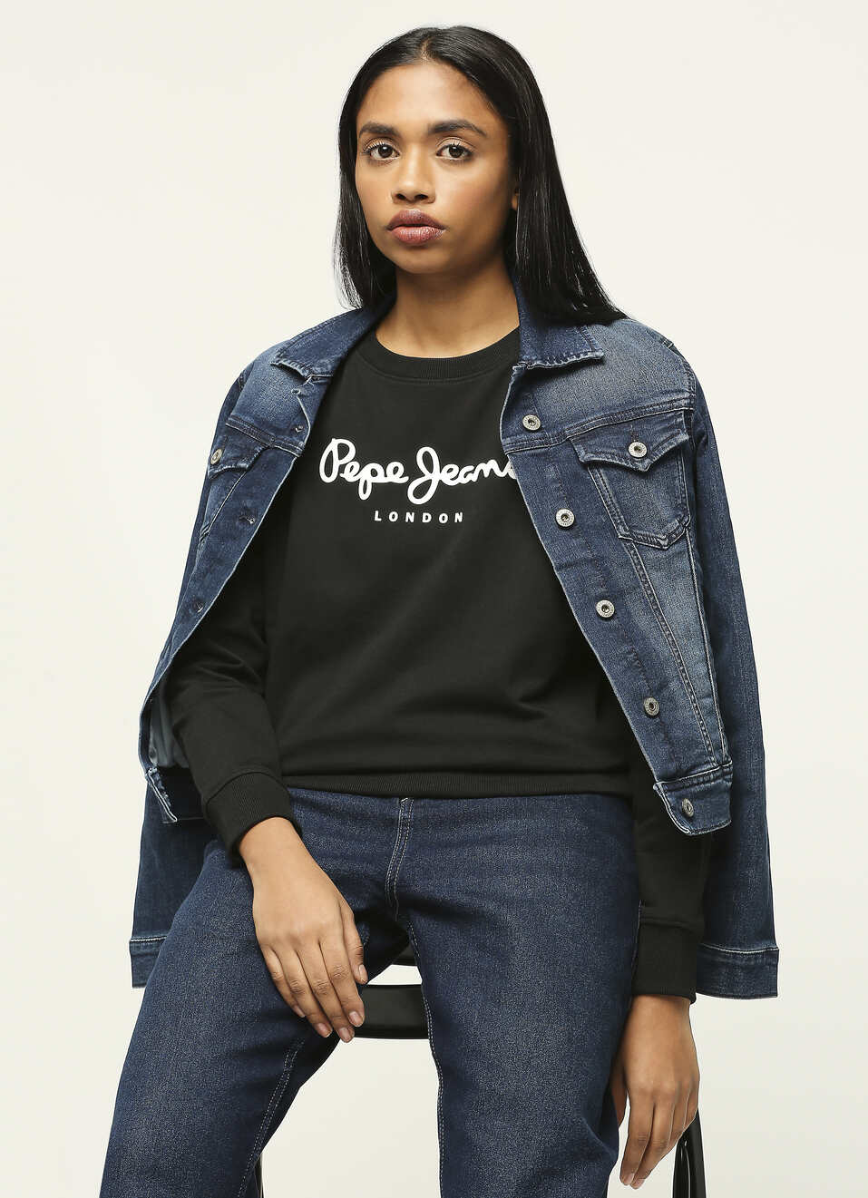 Black Printed Long Sleeve Sweatshirt, , large image number 6