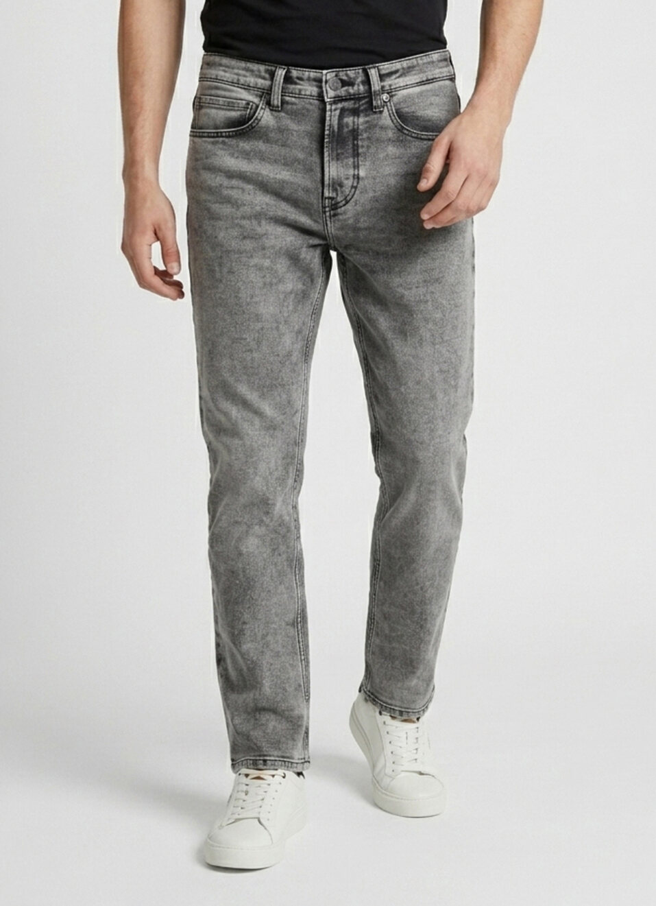 Men Grey Relaxed Fit Mid Rise Stretchable Jeans, , large image number 2