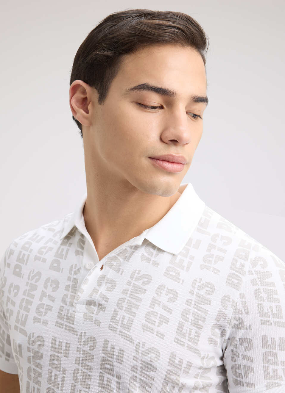 Men White Typographic Print Short Sleeve Polo, , large image number 4