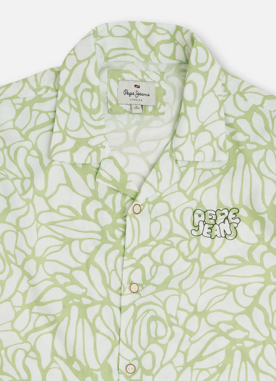 Boys Mint Abstract Print Resort Collar Short Sleeve Shirt, , large image number 2
