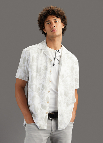 Men Olive Printed Relaxed Fit Resort Collar Shirt