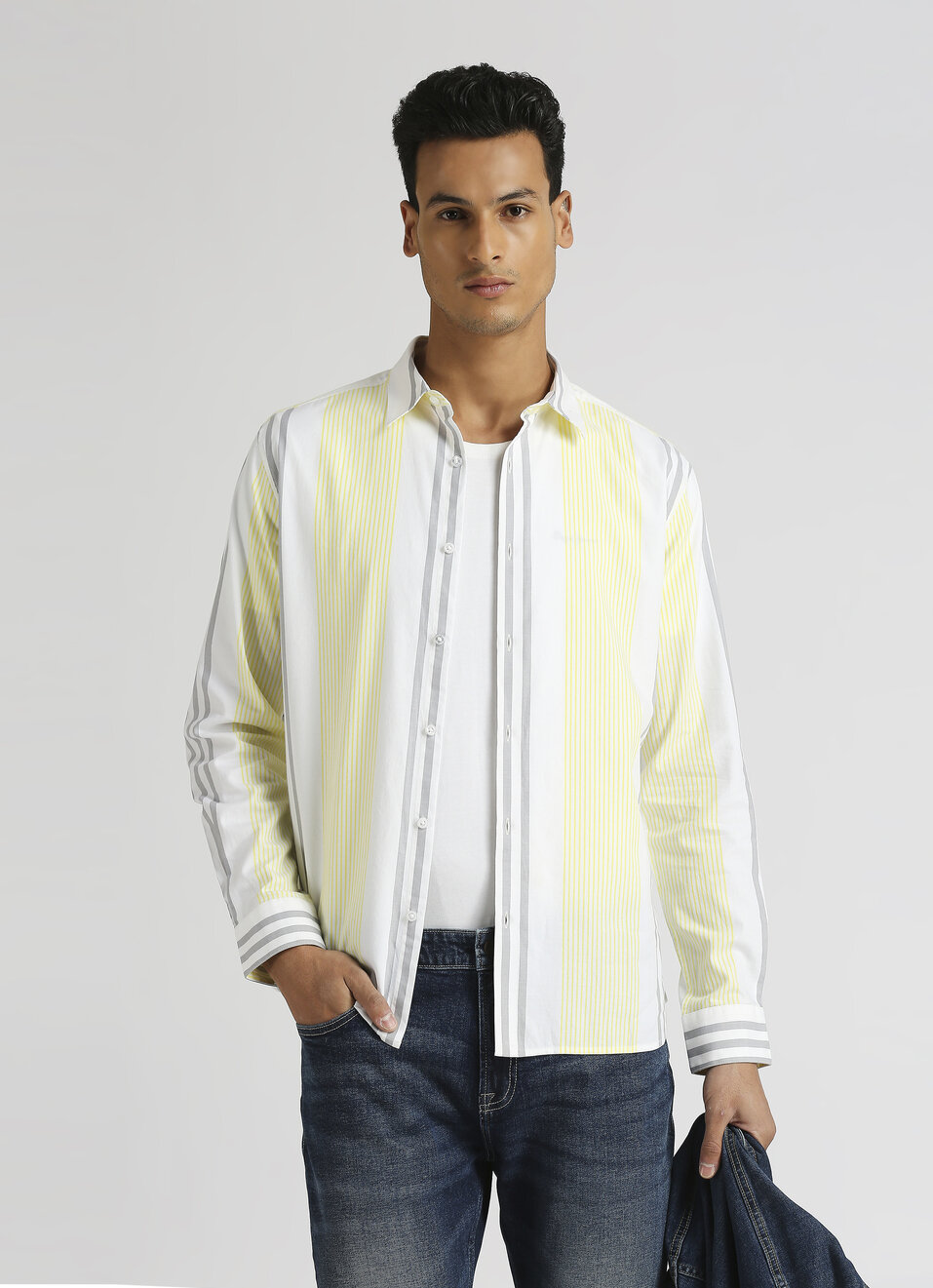 Yellow Premium Stripes Long Sleeve Shirt, , large image number 0