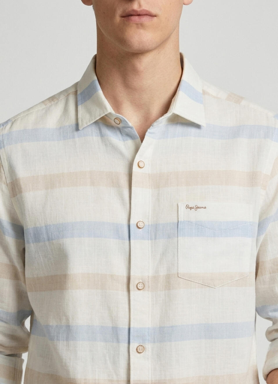 Men Blue Striped Long Sleeve Shirt, , large image number 4