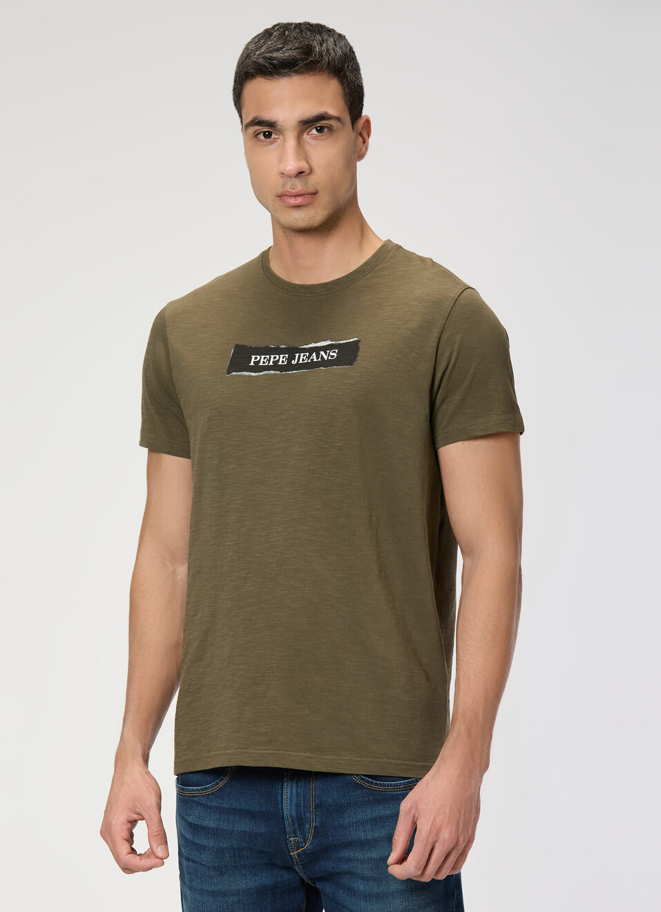 Men Olive Green Slim Graphic T-shirt, , large image number 3