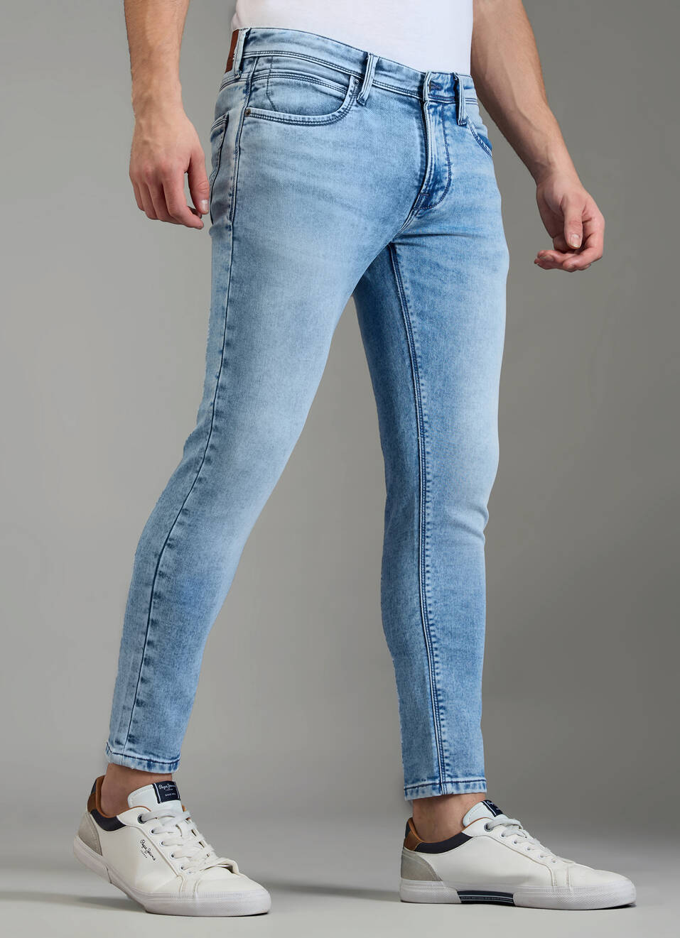 Men Blue Skinny Fit Mid Rise Stretchable Jeans, , large image number 0
