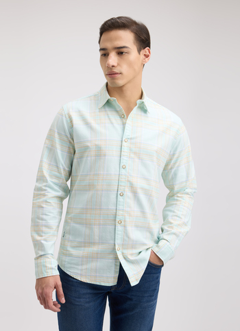 Men Green Oxford Check Full Sleeve Shirt