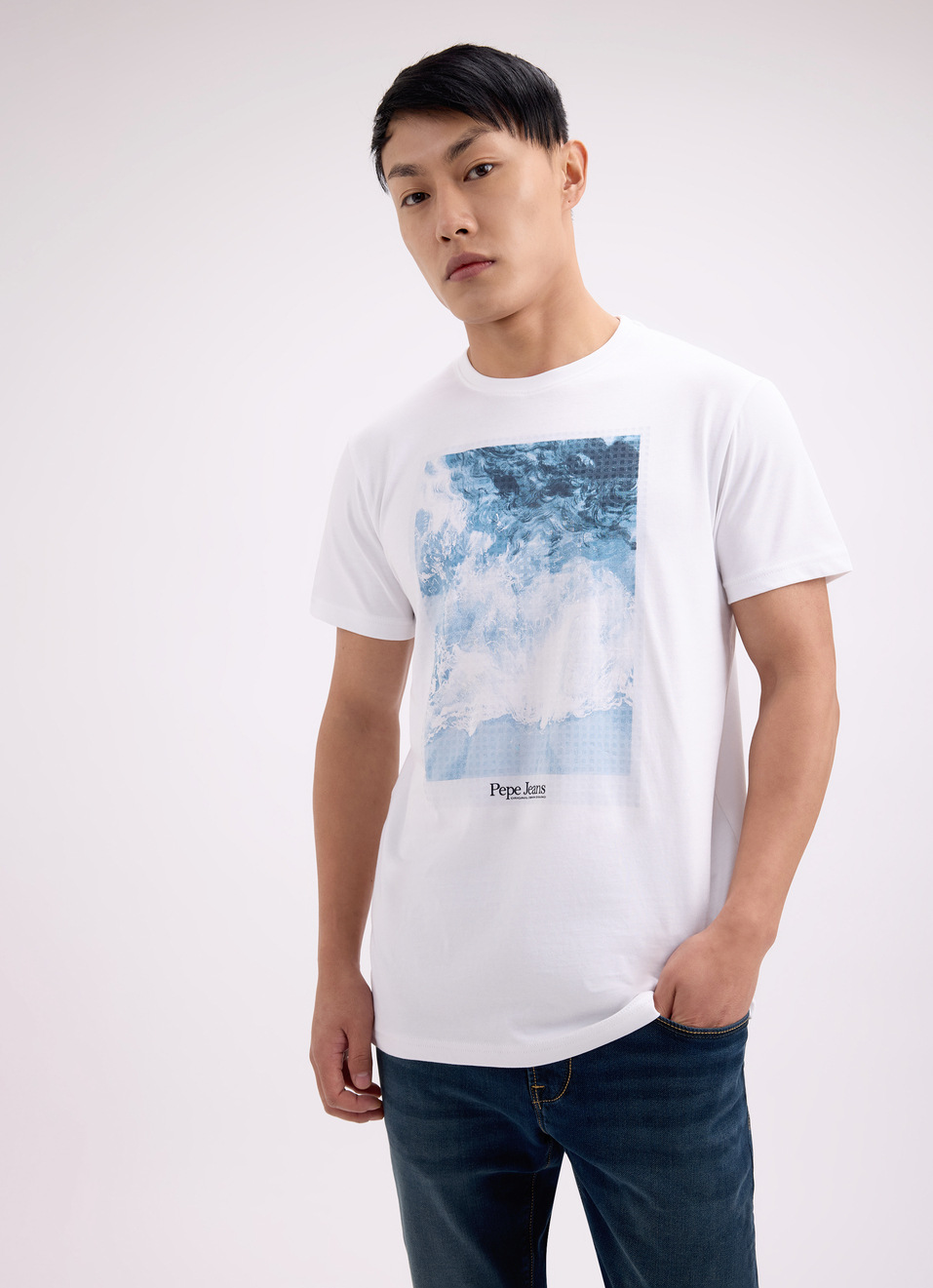 Men White Photographic Print Short Sleeve T-shirt, , large image number 1