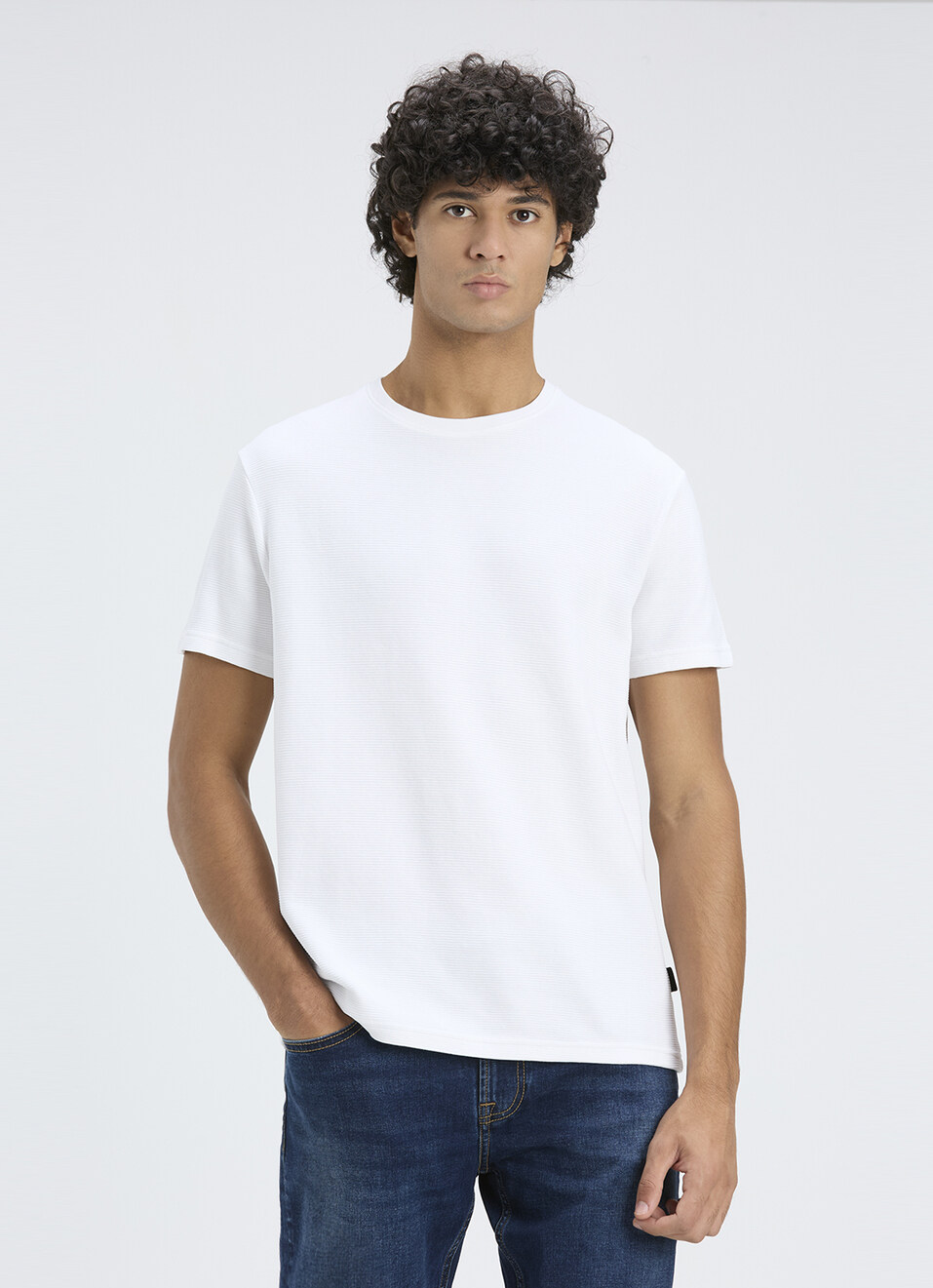 Men White Ottoman Stripe Short Sleeve T-shirt, , large image number 1