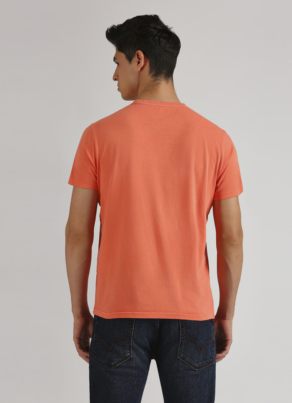 Peach Single Pocket Overdyed Short Sleeve T-shirt, , large image number 2
