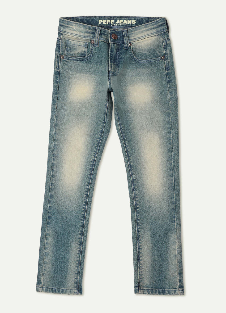 Boys Dark Blue Mid Rise Slim Fit Jeans, , large image number 0