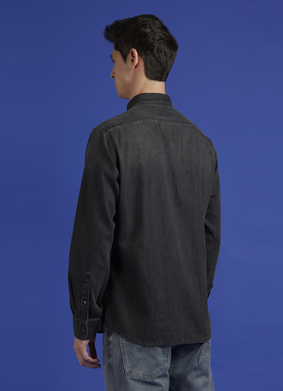 Black Full Sleeve Denim Shirt, , large image number 2