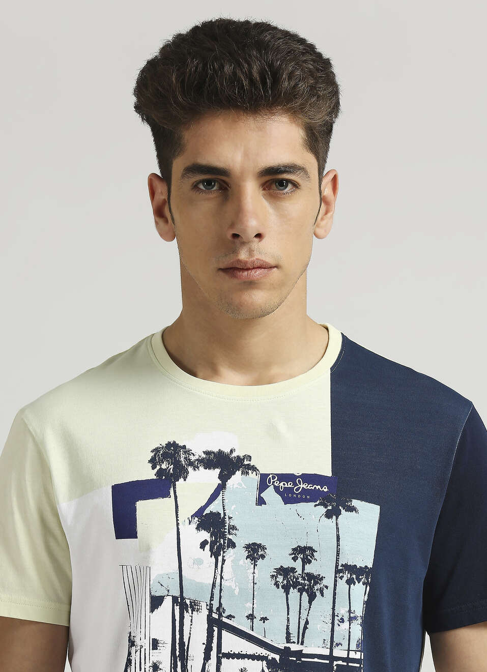 Green Tropical Print Colour Blocked Short Sleeve T-shirt, , large image number 4