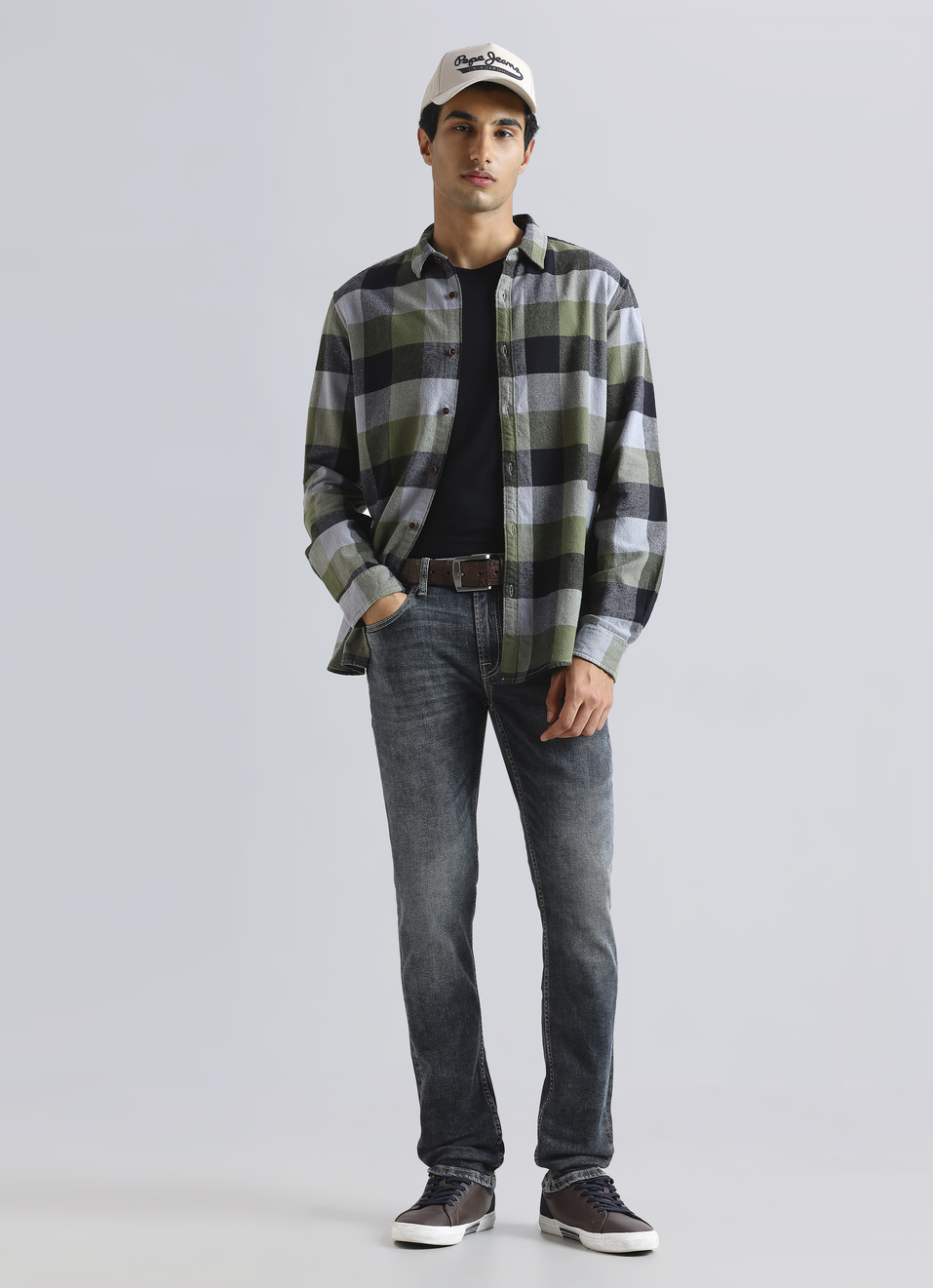 Olive Checked Full Sleeve Shirt, , large image number 5