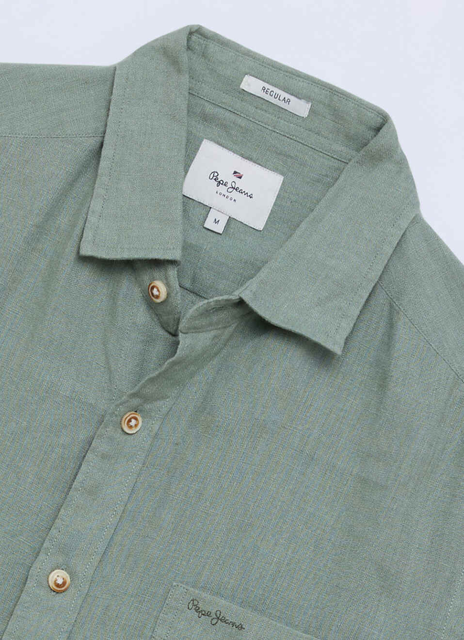 Men Light Green Solid Pure Linen Short Sleeve Shirt, , large image number 6
