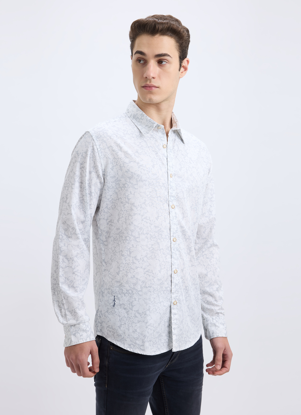 Men White Floral Print Full Sleeve Shirt, , large image number 3
