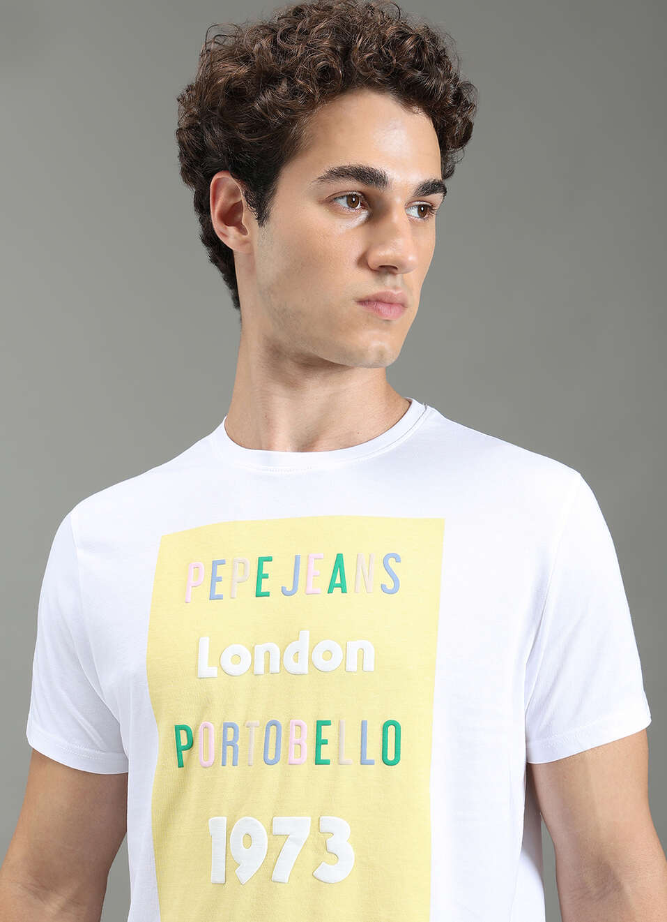 Men White Slim Fit Graphic T-shirt, , large image number 4