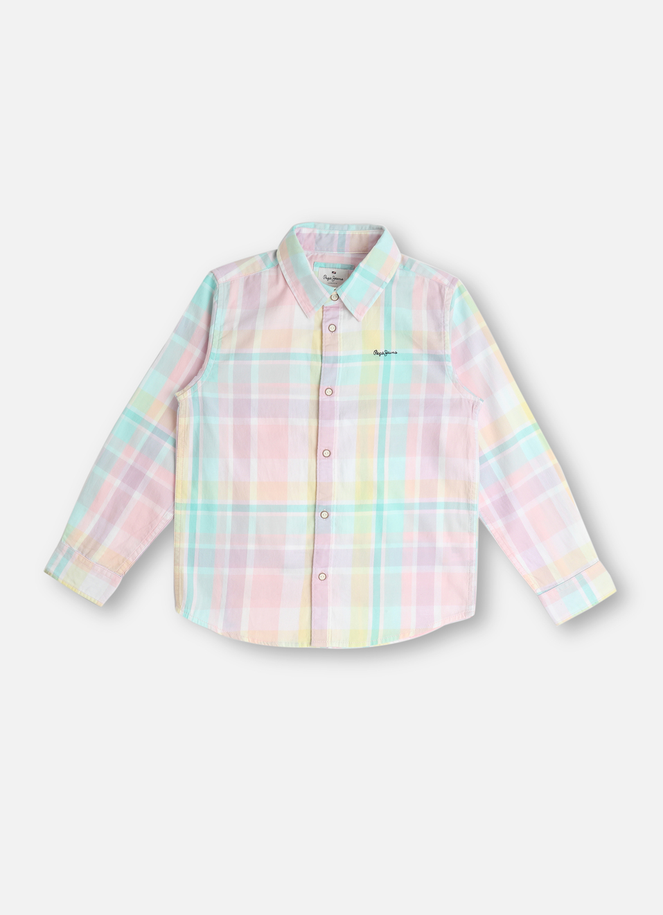 Boys Pink Twill Checks Yarn Dyed Long Sleeve Shirt, , large image number 0