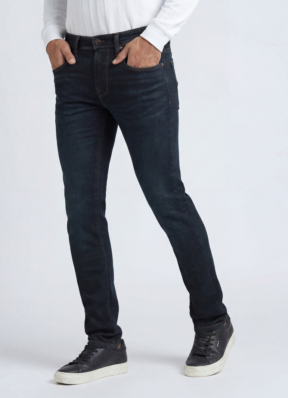 Vapour Blue Mid Rise Slim Powerflex Jeans, , large image number 0