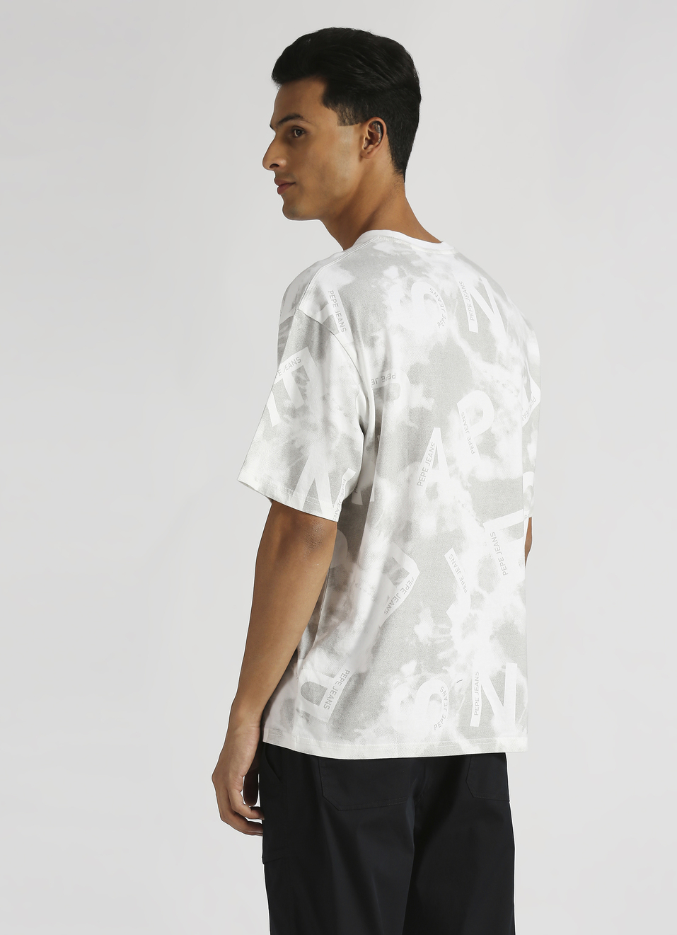 Light Grey Typographic Print Short Sleeve Oversized T-shirt, , large image number 2