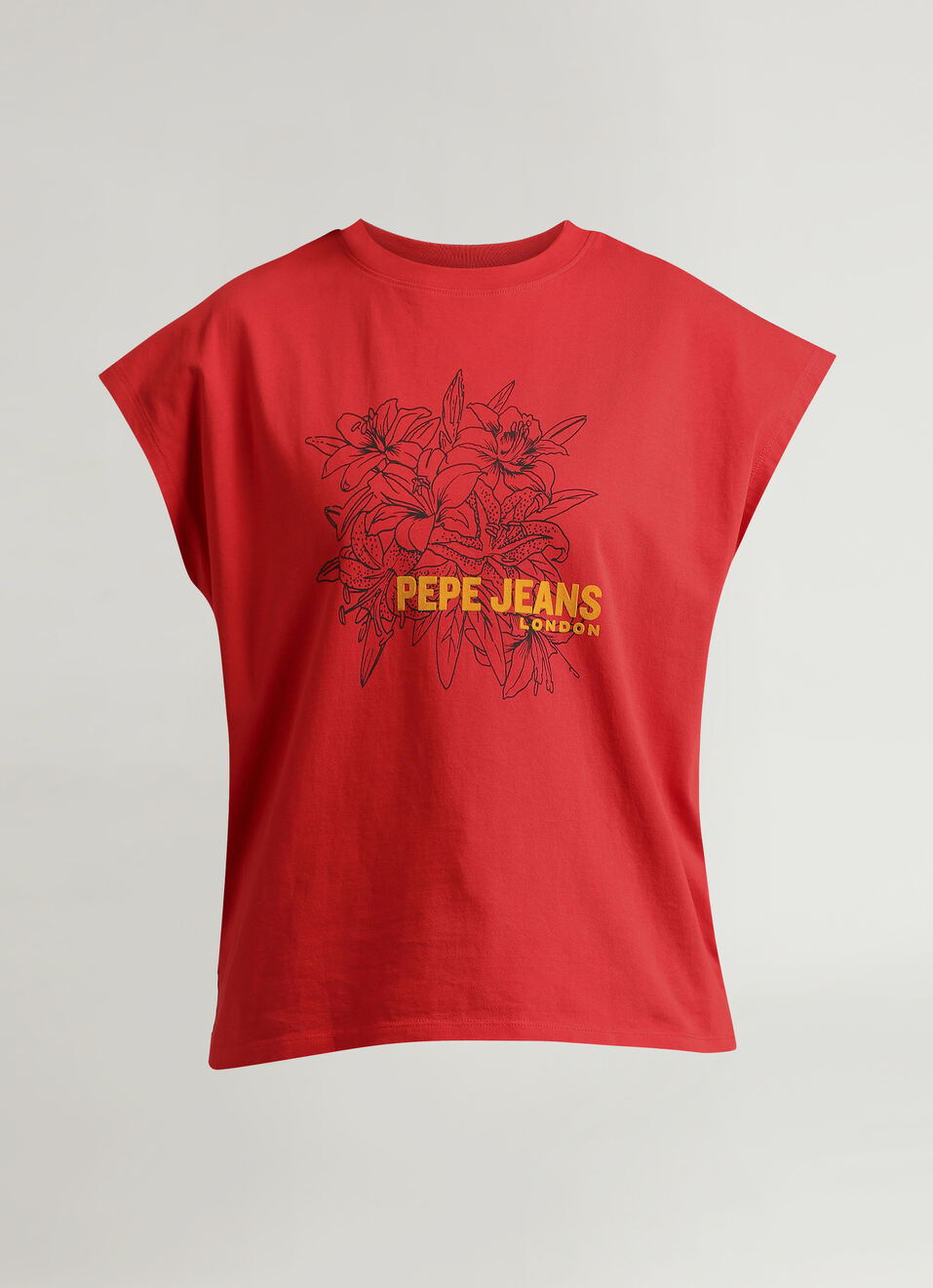 Red Oversized Graphic Print Extended Shoulder T-shirt, , large image number 7
