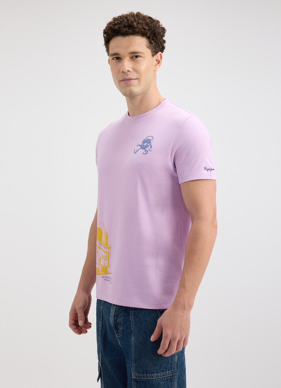 Men Purple Graphic Print Short Sleeve T-shirt, , large image number 3