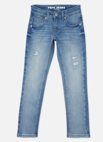 Boys Cash Light Blue Mid Rise Slim Fit Powerflex Jeans