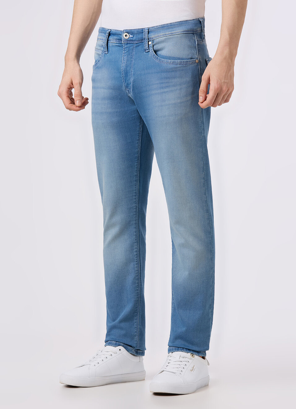 Men Light Blue Mid Rise Slim Fit Gymindigo Jeans, , large image number 5