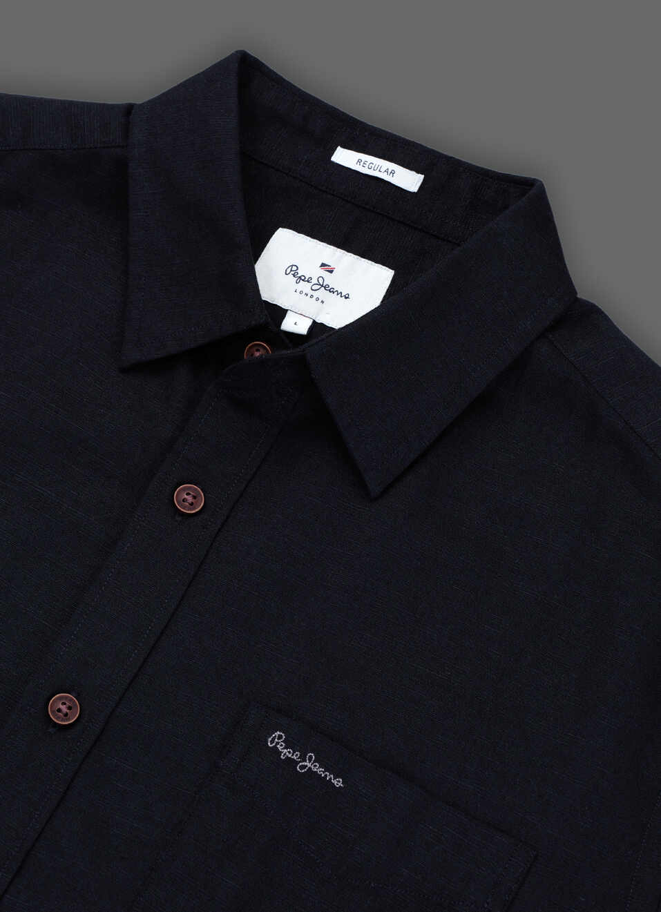 Men Black Solid Cotton Linen Short Sleeve Shirt, , large image number 3