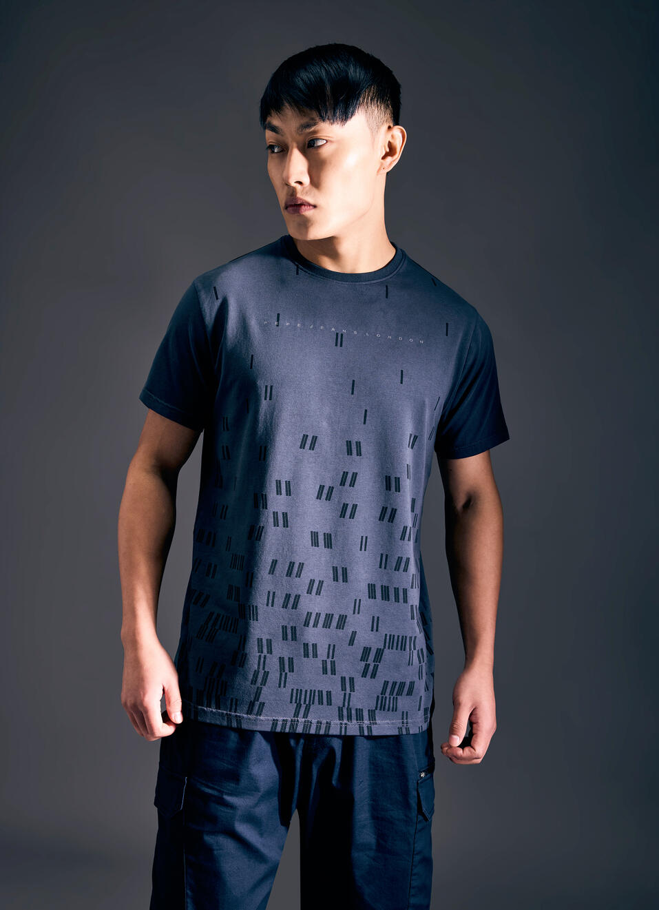 Men Grey Abstract Print Short Sleeve Stretch T-shirt, , large image number 1