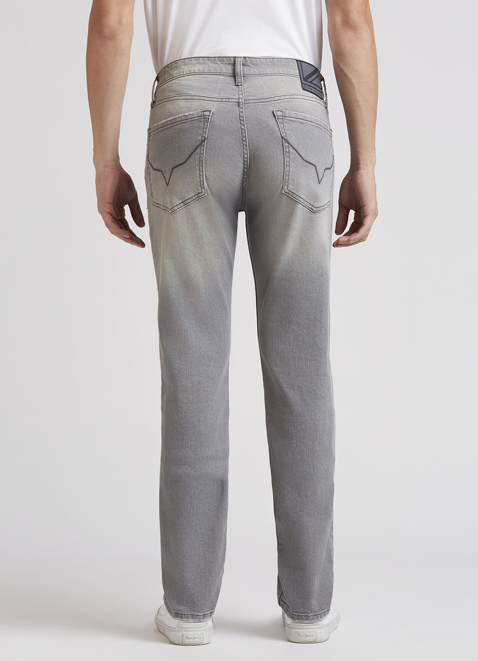 Vapour Grey Mid Rise Distressed Slim Jeans, , large image number 3