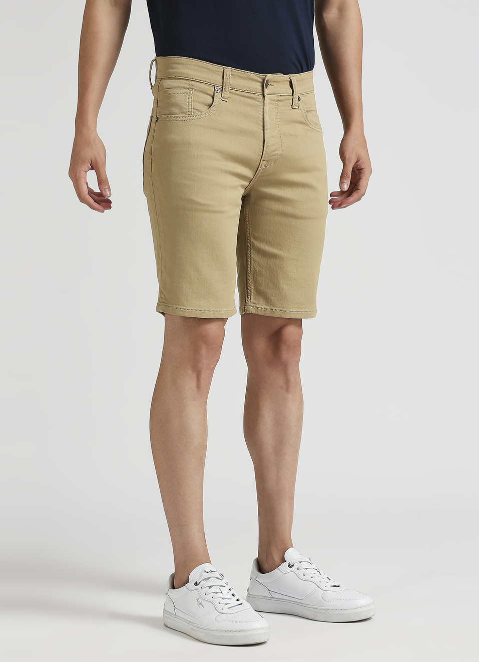 Chinox Beige Mid Rise Regular Fit Gymindigo Shorts, , large image number 5