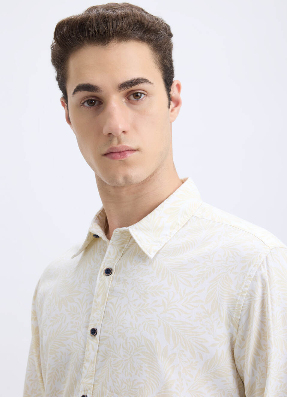 Men Beige Leaf Print Full Sleeve Shirt, , large image number 4
