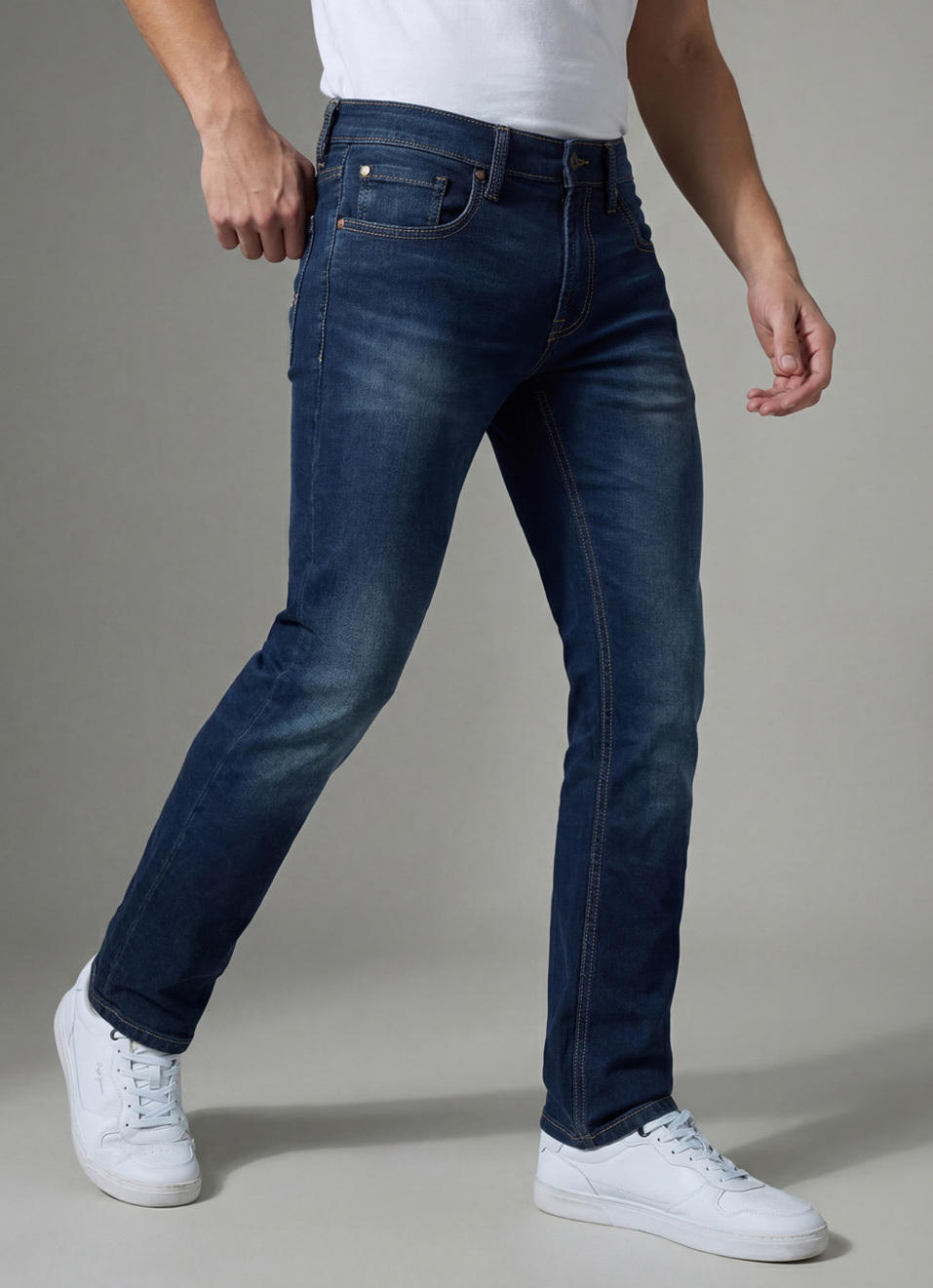 Men Blue Slim Fit Mid Rise Jeans , , large image number 0