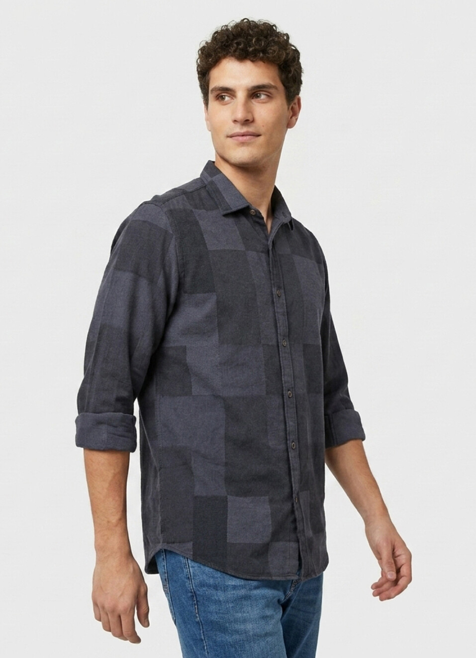 Men Black Solid Long Sleeve Shirt, , large image number 3
