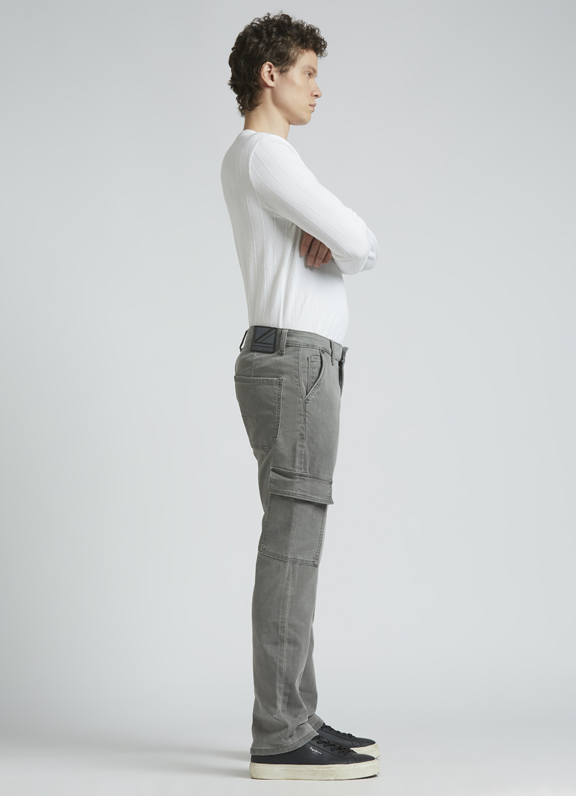 Grey Mid Rise Gymindigo Straight Jeans, , large image number 8