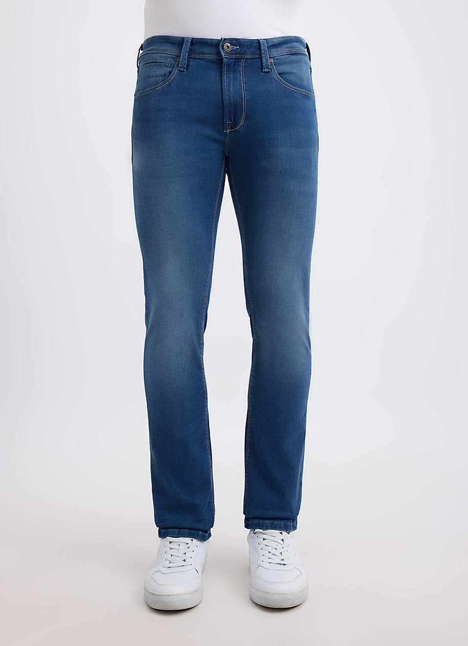 Men Blue Mid Rise Slim Structured Jeans, , large image number 6