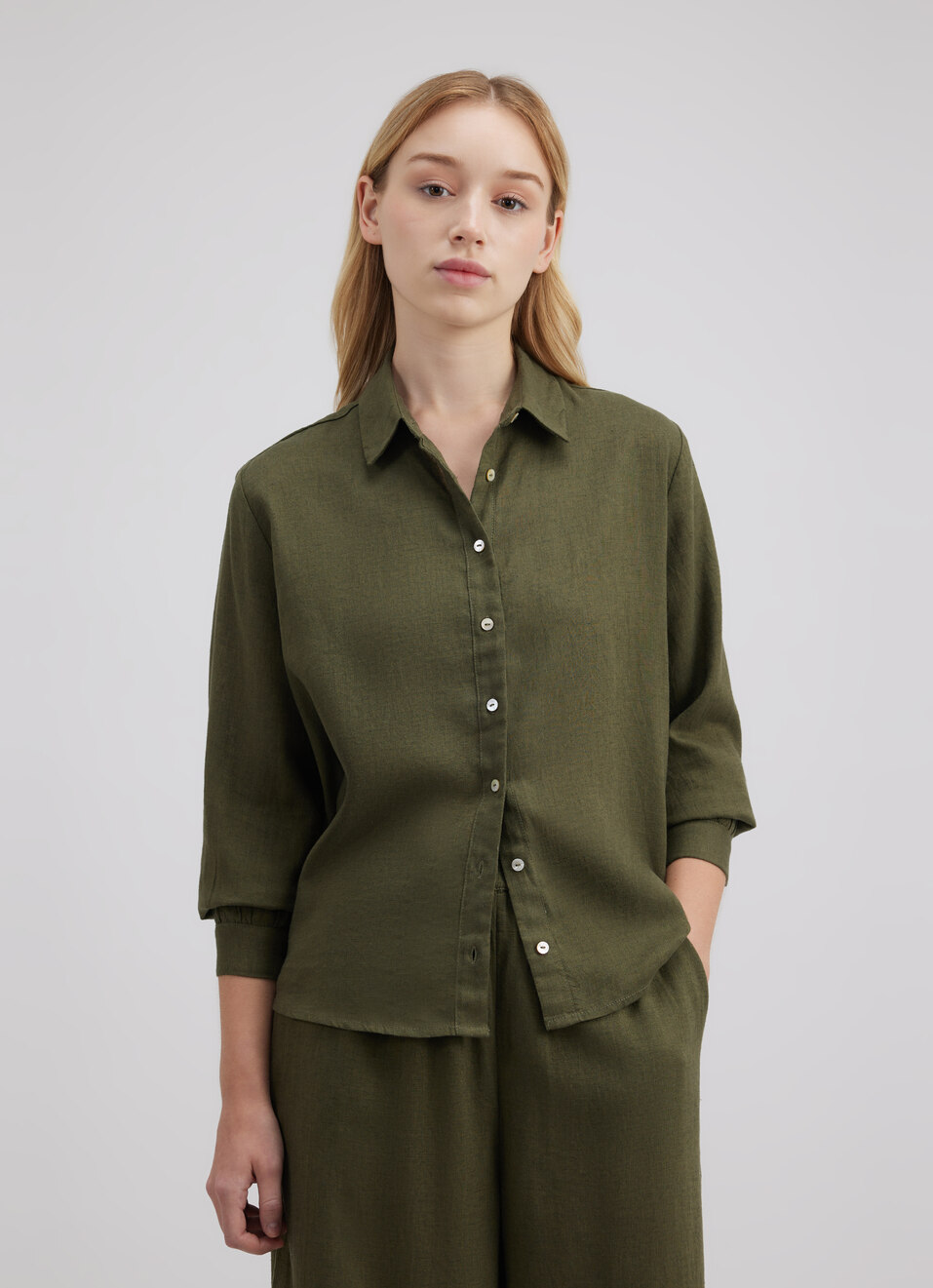 Women Green Full Sleeve Shirt, , large image number 0